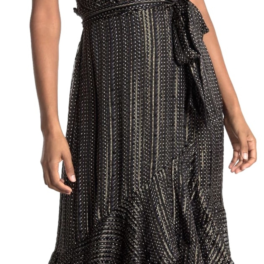 Diane Von Furstenburg Donnie Ruffled Silk Blend wrap Midi Dress - Picture 5 of 5